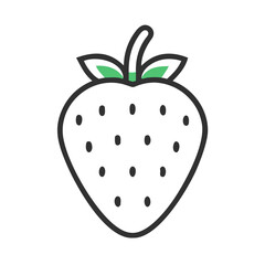 Stylized strawberry illustration with clean lines on dark background