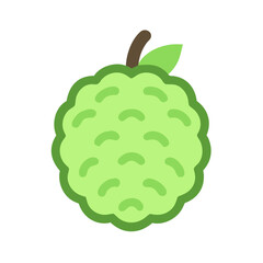 Flat vector graphic of a green sugar apple fruit
