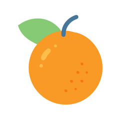 Stylized Orange Fruit Illustration on Black Background with Leaf