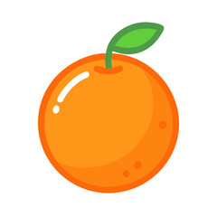 Simple orange fruit illustration with green leaf design