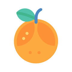 Stylized orange fruit illustration with leaf on black background