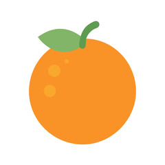 Orange with leaf in flat design on black background
