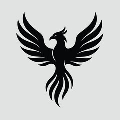 Phoenix Bird in Flight with Stylized Wings Vector Illustration