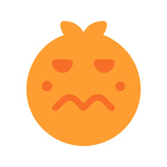 Cartoon Orange Emoji with Disappointed Expression on Black Background