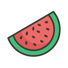 Vector Illustration of a Watermelon Slice on Black Background