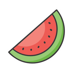 Iconic vector watermelon slice on black backdrop illustration art