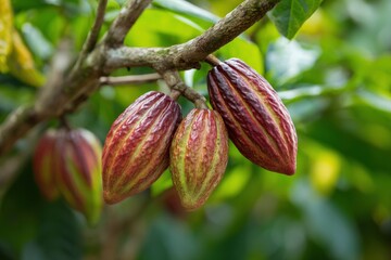 Vibrant Cacao Pods: A Lush, Tropical Harvest Scene