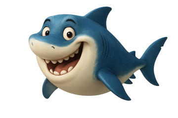 Obraz premium A cheerful and animated shark smiles wide with friendly eyes, perfect for kids' content.