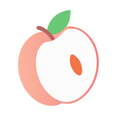 Minimalist flat illustration of a peach fruit section