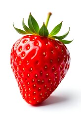 Delicious fresh strawberry with vivid red and green leaves high resolution picture