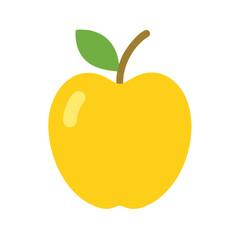 Vibrant yellow apple icon against black background, healthy symbol