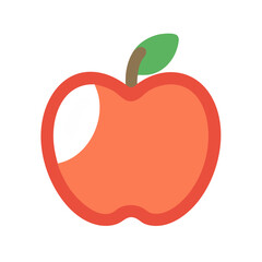 Flat illustration of a red apple on black background