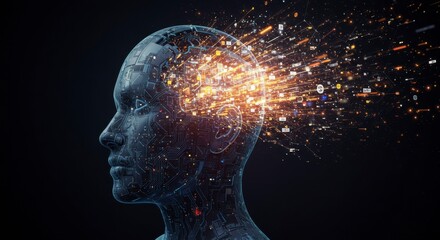 Fototapeta premium Abstract digital brain explosion