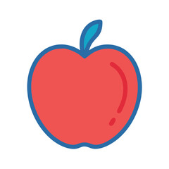Red apple with blue outline on black background image