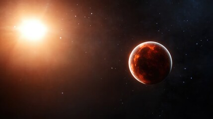 Obraz premium Fiery planet in outer space