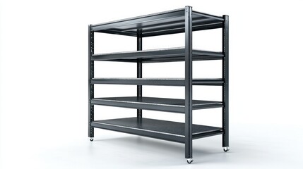 Industrial rolling storage shelves isolated on white background