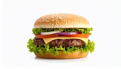 Classic Cheeseburger Sesame Bun Juicy Patty Fresh Veggies