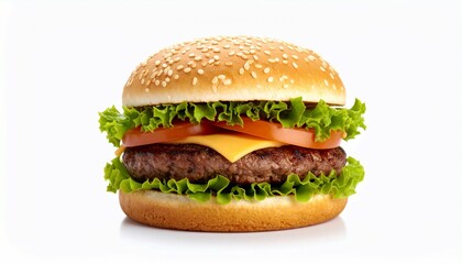 Classic Cheeseburger Beef Lettuce Tomato and Sesame Bun