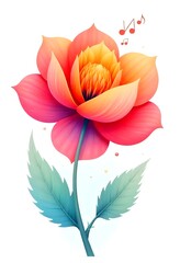 Fototapeta premium Vibrant flower design with musical notes and beautiful gradient colors high resolution photo