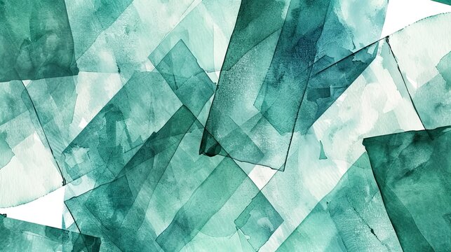 Abstract watercolor shapes in teal and mint green