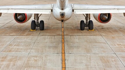 Airplane Engines, Wings, Wheels, and Landing Gear on Tarmac