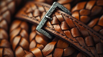 Braided leather belt detail