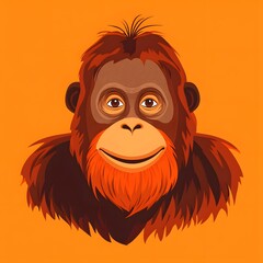 Obraz premium Smiling Orangutan Flat Vector Illustration for Wildlife Promotion Campaigns