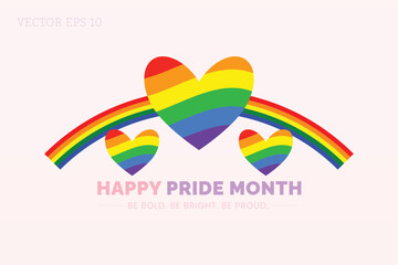Be Bold Be Bright Be Proud Rainbow Hearts Poster