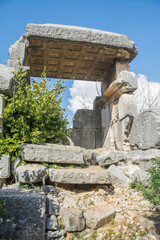 Flava Nanne's Sarcophagus close up, Sidyma ancient city, Mugla, Turkey, 
