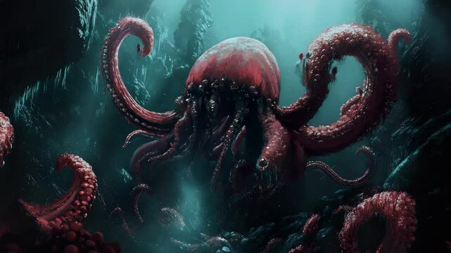 An octopus in a cave with tentacles