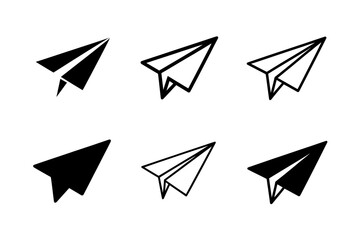 Paper airplane vector set origami travel message fly
