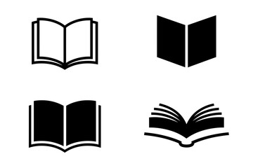 Open book icons set for education and literature