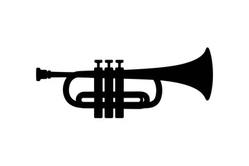 Obraz premium Trumpet musical instrument silhouette vector image