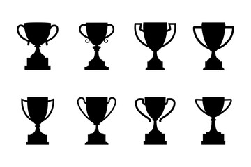 Trophy silhouette vector set for award recognition