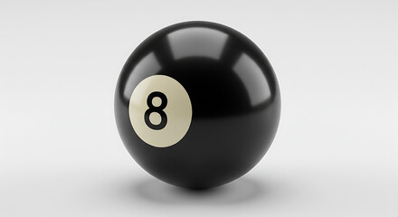 Eight Ball: Black Pool Ball on White Background