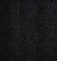 Seamless black gothic wallpaper  Intricate floral damask pattern with swirling vines , luxury, interior wallpaper, wallpaper