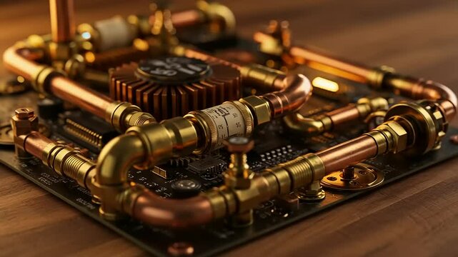 Steampunk computer circuit board table lamp