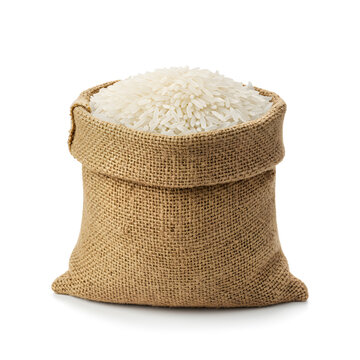 Rice in Burlap Sack