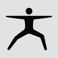 Yoga Warrior Pose Minimalist Silhouette Person Vector Illustration
