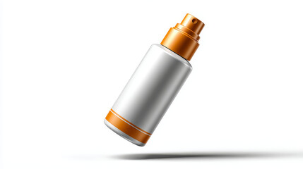 Sunscreen and UV concept ,Sunscreen bottle flipping in air on white background, showcasing its sleek design and vibrant cap