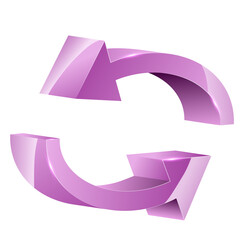 3D realistic vector illustration of oval of two arrows symbol of refresh or reboot