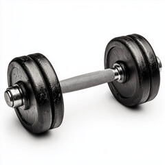 Black metal dumbbell isolated on white background