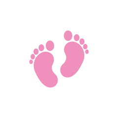 Pink baby footprints icon on a white background. This adorable, minimal design is ideal for baby girl announcements, nursery decor, shower invites, and child-related creative materials.