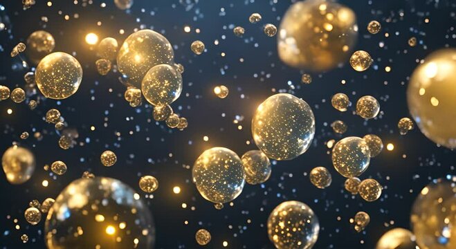 A close up view of a vibrant sparkling constellation of topaz specks against a dark blue background A sparkling constellation of shimmering specks 4K
