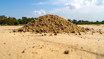 Sand pile formation on desert landscape outdoor environment nature photography low angle view earthy textures