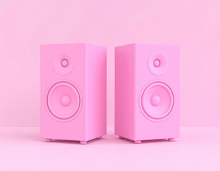 A pair of colorful speaker cabinets