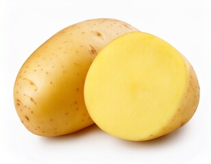 fresh potato slices isolated on white background