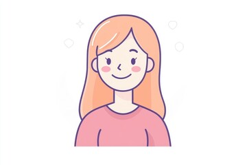 Smiling young woman profile illustration with pink attire.