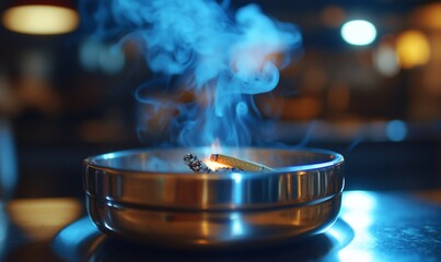 Burning incense in metal bowl