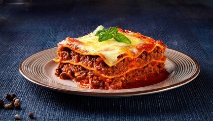 Fototapeta premium hearty meat lasagna layered with pasta meat sauce and cheese